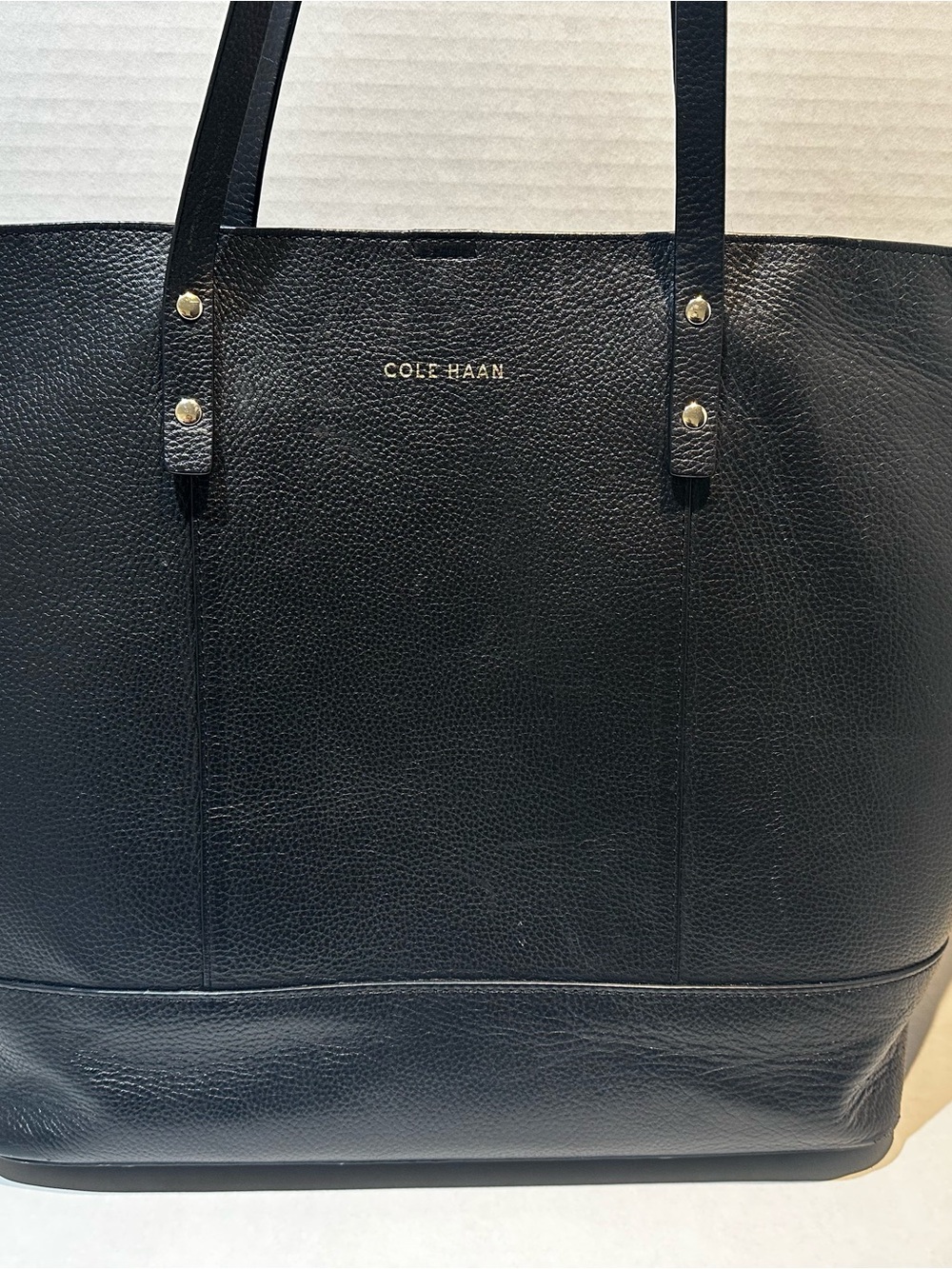 Cole Haan Black‎ Pebbled Leather Tote with Stitching detail